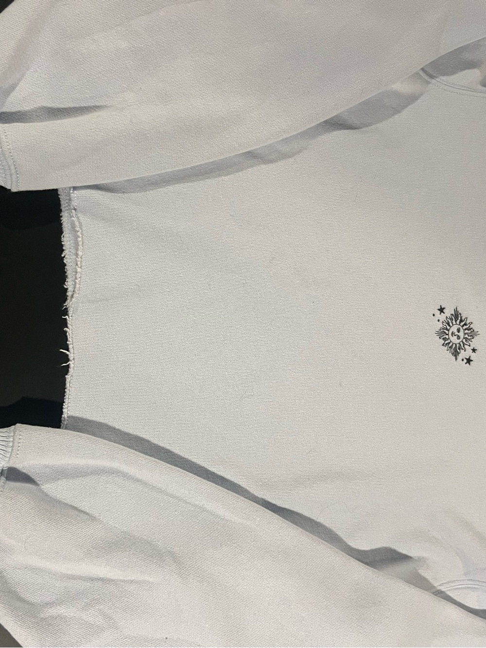 Hollister Light Gray Cropped Sweatshirt with Sun Graphic